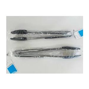 2 Room Essentials Stainless Steel Locking Tongs 15" with Silicone Tips
