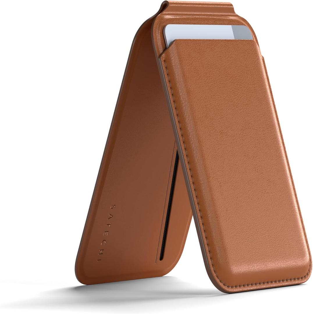 Satechi Magnetic Magsafe Wallet, Double Flap Stand Card Holder, 4 Slots with Front NFC Pass-Through, Adjustable Phone Attachment for iPhone 17/16/15/14/13/12, Travel Accessory