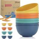 Wheat Straw Bowl Sets,8 PCS Unbreakable Cereal Bowl 26 OZ,Microwave and Dishwasher Safe Bowls,Bowl Sets for Camping and Picnic BPA Free Colorful Salad Bowls for Serving Soup,Oatmeal and Fruit Etc (Navy blue,Green,Yellow,Orange)