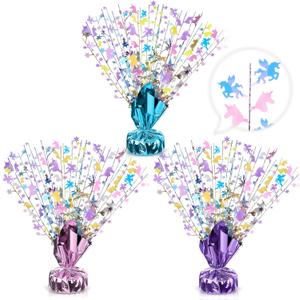 6 Pcs Unicorns Table Decorations Rainbow Metallic Gleam Foil Spray Centerpieces Unicorn Glitter Plastic Spray Table Centerpiece for Unicorn Party Birthday Baby Shower Decorations