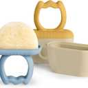 Haakaa Breastmilk Popsicle Molds Baby Teething Relief, Frozen Breast Milk & Puree Teether Popsicle Maker, Ice Pop Molds for Infant 6m+, BPA Free Silicone (Sky Blue + Mustard)