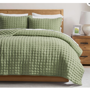 Green California Cal King Size Quilt Bedding Sets with Pillow Shams, Dark Sage O