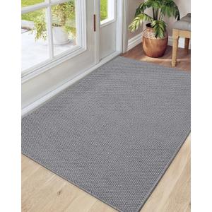 DEXI Indoor Door Mat 32x48, Washable Entrance Mats with Non Slip Rubber Back, Ultra Thin Entryway Mats Absorbent Dirt Carpper Front Back Doormat for Entry Floor Inside Home, Grey