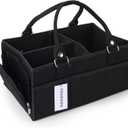 Baby Diaper Caddy Organizer for Girl Boy Large Nursery Storage Bin Basket Portable Holder Tote Bag for Changing Table and Car Baby Shower Gifts Newborn Essentials Must Haves Items black