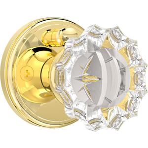 Glass Door Knobs Interior, Privacy Crystal Door Knobs with Lock for Bedroom Bathroom, Push Pin Button Inside Lock Polished Gold