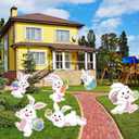 Wenqik 6 Pcs Easter Yard Signs Outdoor Large Bunnies Lawn Decor with Stakes Tumbling Bunnies Easter Outdoor Decorations Egg Hunt Signs for Outside Garden Lawn Party Spring, Assorted Sizes