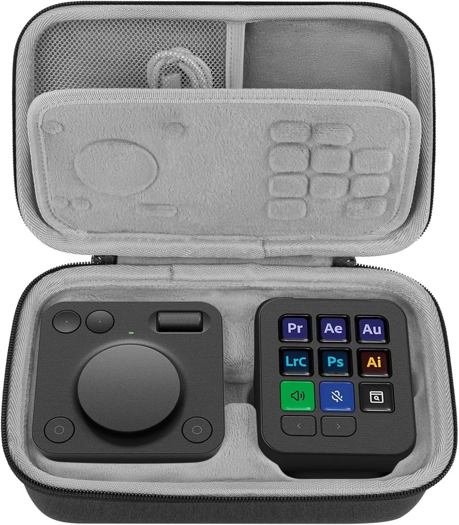 Geekria Creative Console Carrying Case, Hard Shell Protective Travel Bag Compatible with Logitech MX Creative Console (Dark Gray)