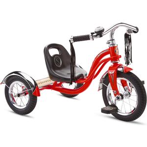 Schwinn Roadster Tricycle, 12 Inch Front Wheel Bike for Kids Ages 2-4, Low Center of Gravity, Retro Steel Frame, Adjustable Seat Grows with your Child, Rear Deck, Tricycle for Toddlers