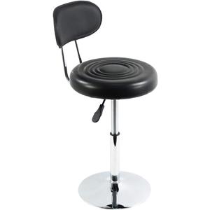 FURWOO Black PU Leather Swivel Salon Chair Mini Barber Shop Stool with Backrest for Manicure, Tattoo, and Office Use