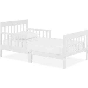 Dream On Me Finn Toddler Bed in White, Greenguard Gold and BSA Certified, Non-Toxic Finish, Made of Sustainable New Zealand Pinewood, Low-to-Floor Design with Safety Guard Rails 53"L x 30"W x 24.5"H