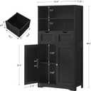 Iwell Tall Storage Cabinet, Black Storage Cabinet & Adjustable Shelves, Bathroom Cabinet for Living Room, Dining Room, Entryway, Black, 49.6''H