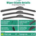 16" 14" 14" 10" Windshield Wiper Blades Replacement for Toyota FJ Cruiser 2007 2008 2009 2010 2011 2012 2013 2014 Premium All Weather Front Rear Wipers Set - OEM Quality (Pack of 4)