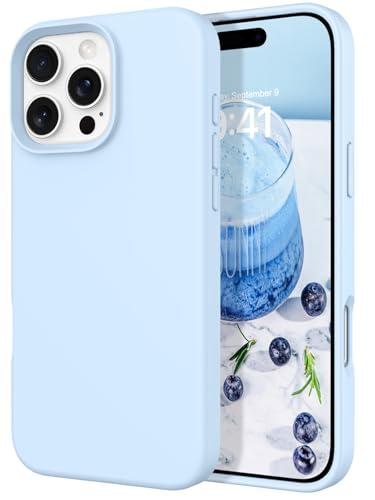 DOMAVER Case for iPhone 16 Pro 6.3'' Case Smooth Liquid Silicone Soft Gel Rubber Microfiber Lining Cushion Cover Shockproof Protective Phone Cases Compatible with iPhone 16 Pro - Light Blue