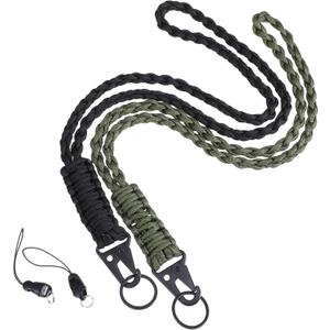 2 Pcs Heavy Duty Lanyard, Heavy Duty Lanyards for ID Badges 550 Parachute Cord with HK Hook, Necklace Keychain Holder for Work & Outdoor