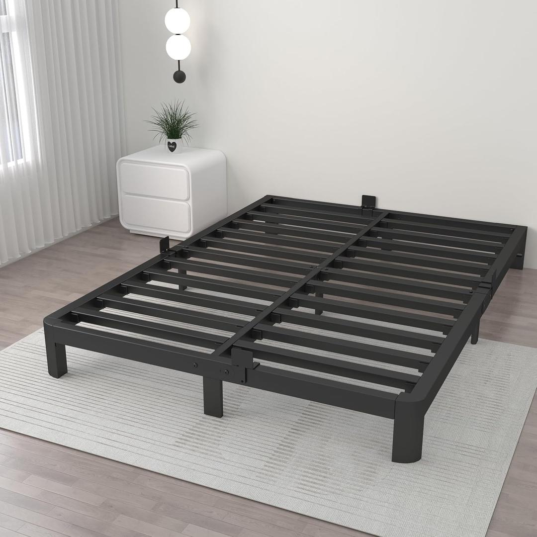 ITIMIDI 6 Inch King Platform Bed, Heavy Duty Steel, No Box Spring, Black