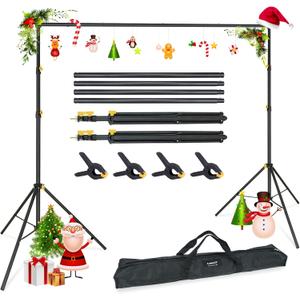 LINCO Lincostore Backdrop Support Stand Kit 10x6.5ft Adjustable Photography Studio Photo Background Support System with Carrying Bag for Green Screen Muslin, 4171 (10ft wide 6.5ft high)