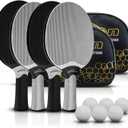 Senston Table Tennis Rackets Set,Professional Ping Pong Paddle Set for 4 Players, Composite Rubber Table Tennis Paddles, Indoor or Outdoor Games. (Black&White)