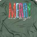 Merry and Bright Sweatshirt Women Merry Christmas Letter Print Long Sleeve Sweater Xmas Crewneck Pullover Casual Blouse Tops, Medium