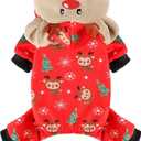 Sebaoyu Dog Christmas Pajamas, Chihuahua Yorkie Doggy Pajamas Christmas, Winter Doggy Pjs Pet Clothes Puppy Outfits Jumpsuits, Happy New Year Small Doggie Apparel（Red, Medium）