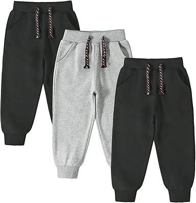 3 Pack Toddler Boys and Girls Cotton Pull on Sweatpant with Drawstring 7Y