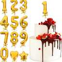 BEISHIDA 3D Number Cake Topper Gold 1 Numbers Happy Birthday Cake Topper 1st Birthday Cake Toppers for Party Wedding Anniversary Decorations(1Pcs Only)