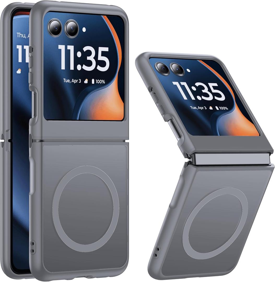 NO.1 Magnetic for Motorola Razr 2025/2024 Case with MagSafe[Military Shockproof][Translucent Matte][Anti-Fingerprint] Soft Silicone Bumper for Moto Razr 2025/2024 Case Slim, Grey