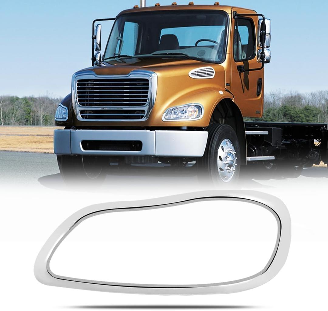 Right Chrome Headlight Bezel Trim Compatible with 2002-2018 Freightliner Business Class M2 100 106 112 Headlamp Cover Replacement