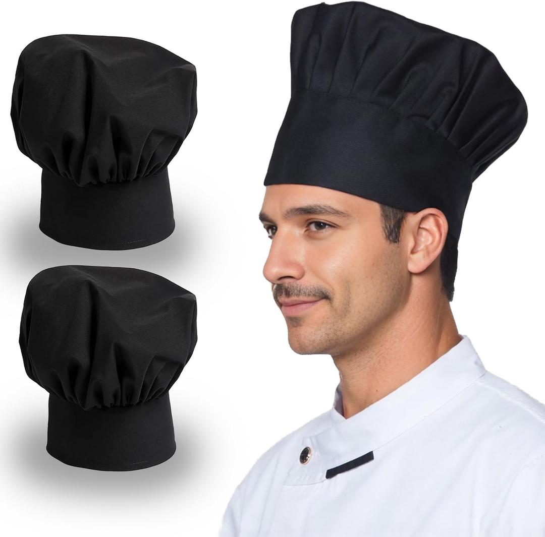 2 x 2 Pcs Adult Chef Hat for Men Women Cotton Adjustable Elastic for Kitchen Cooking Baking Restaurant