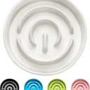 MOPANG Ceramic Slow Feeder Dog Bowls, 0.6 Cup Slow Feeder for Small Dogs and Cats, Puzzle Maze Bowl, Prevents Choking, 6in, White