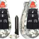 2X Camouflage New Keyless Entry 5 Buttons Remote Start Car Key Fob Fobik Shell / CASE IYZC01C for Compatible with 300 Challenger Charger Durango Grand Cherokee (No Electronics or Chip Inside)