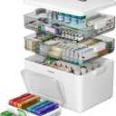 3+7Combo Set (3-Tier Medicine Organizer +7 Color Pill Case), Sunscreen and Moisture-Proof, for Vitamins, Tablets, etc. (Medicine Organizer Combo Set)