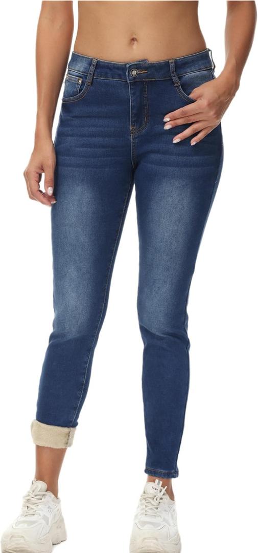 GUNLIRE Women's Fleeced Lined Jeans Winter Skinny Fit High Waisted Thicken Stretch Thermal Warm Pants