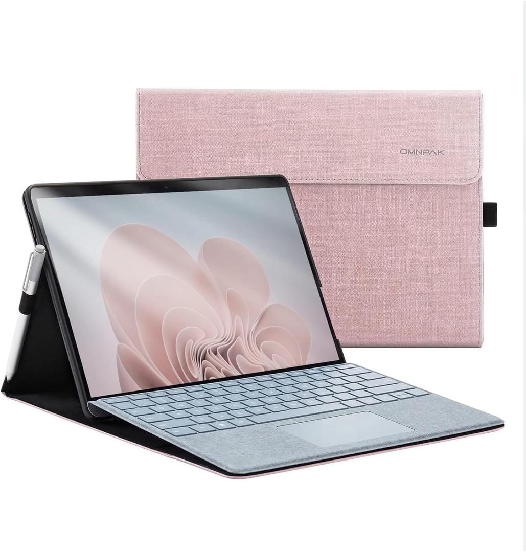 Omnpak Microsoft Surface Pro 11/10/9 Case, Lightweight Protective, Multiple Angle, Stylus Holder, Designed for Surface 11th Edition AI 2024/Pro 9 5G 13" 2022, Compatible with Type Cover Keyboard (Pink)