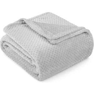 PAVILIA Light Gray Throw Blanket for Couch, Twin Bed, Soft Fleece Throws for Sofa Chair, Fuzzy Waffle Textured Blanket, Cozy Warm Lightweight All Season Blanket Throw, 60x80