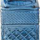 Square Glass Canister, 61oz Candy Jar with Lid, Glass Food Storage Containers for Ground Coffee, Tea, Sugar, Decorative Mason Jar Cookie Jars (Blue)