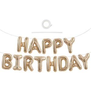 TONIFUL Happy Birthday Balloons Banner 16 Inch Mylar Foil Letters Birthday Sign Reusable for Girls Boys Kids & Adults Birthday Party Decorations SuppliesChampagne Gold