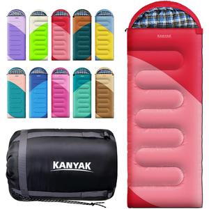 Camping Sleeping Bag, 32 Sleeping Bags for Adults Kids Teens Cold Weather Warm Sleeping Bag Winter for 3-4 Season Camping, Camping Gear Equipment, Traveling, and Outdoors (Red)