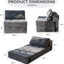 MAXYOYO Folding Sofa Bed, Convertible Sofa Bed with High-Density Support Foam, Portable 4 in 1 Fold Out Chair to Floor Lounger, Versatile Floor Couch for Living Room Bedroom, Dark Grey