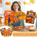 Frienda 120 Pcs Thanksgiving Gift Plastic Treat Bags Bulk Happy Thanksgiving Goodie Bags with Handle Fall Turkey Autumn Candy Snack for Holiday Party Favor Supplies