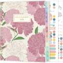 SUNEE Home Planner 2026, Work from Home Planner w/Stickers, JAN 2026 - DEC 2026, Daily Checklist, Monthly Budget Worksheet, Monthly Calendar, To-Do Lists, Ideal for gift, Poly Laminated Cover, Peony