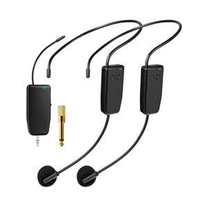 Wireless Microphone System for 2 People,160ft Range, 2.4G Dual Wireless Headset Mics for Karaoke Speaker, Amplifier, Mic Speakers, PA System, Yoga,Teaching, Fitness