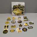 26PCS New Year Cruise Door Magnet Black Gold New Year Refrigerator Magnets Happy New Year 2026 Cruise Metal Door Decoration Fridge Garage Magnetic Stickers for Holiday Ship Carnival Cabin Party Decor