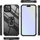 Ring Kickstand Clear Phone Case for iPhone 15 Plus (6.7 Inch),Drop Protection Slim Protective Shell Cover,Flexible Bumper + Hard Back + Ring Stand Fits Magnetic Car Mount,Black