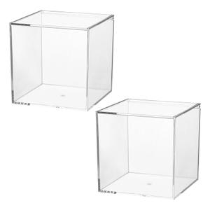 Acrylic Box with Lid, 2 Pack 5.9" ×5.9" ×5.9" Clear Acrylic Boxes Square Cubes for Candy, Favors, Coffee, liquid coffee pods, Jewelry