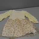 Renotemy Infant Baby Girl Dress Fall Winter Outfits Apricot Baby Baptism Dress Puff Sleeve Tutu Tulle Dresses for Baby Girls Princess Wedding Birthday Party Dresses with Flower Headband 6-12 Months