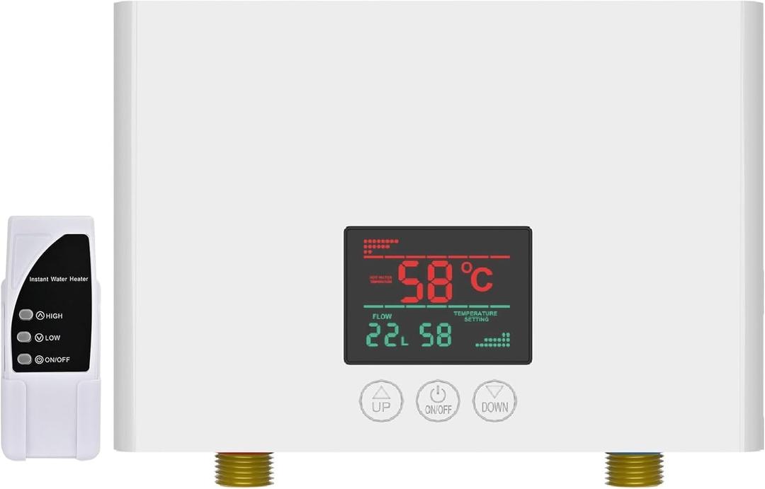 Electric Tankless Water Heater 110V, Instant Hot Water with Auto Temp Control & Self-Check, Mini Design for Bathroom Kitchen (3KW White)