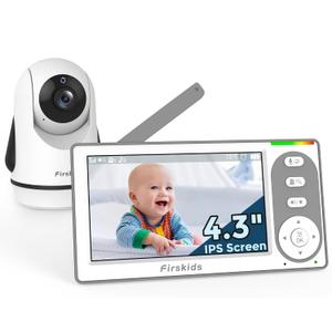 Baby Monitor - 1000ft Long Range Baby Monitor with Camera and Audio No WiFi, Built in 3500mAh Battery,Auto Night Vision, Temperature, 2-Way Talk, 8 Lullabies, 4.3'' Screen