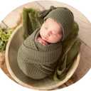 Newborn Photography Wrap Boy Girl Baby Photo Wraps Outfits Stretch Crochet Blanket Props (Green)