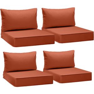 AAAAAcessories Outdoor Deep Seat Cushions, Waterproof, Fade-Resistant Patio Furniture Replacement Cushions, 24" x 24" x 5" + 24" x 13.5", Set of 4, Rust