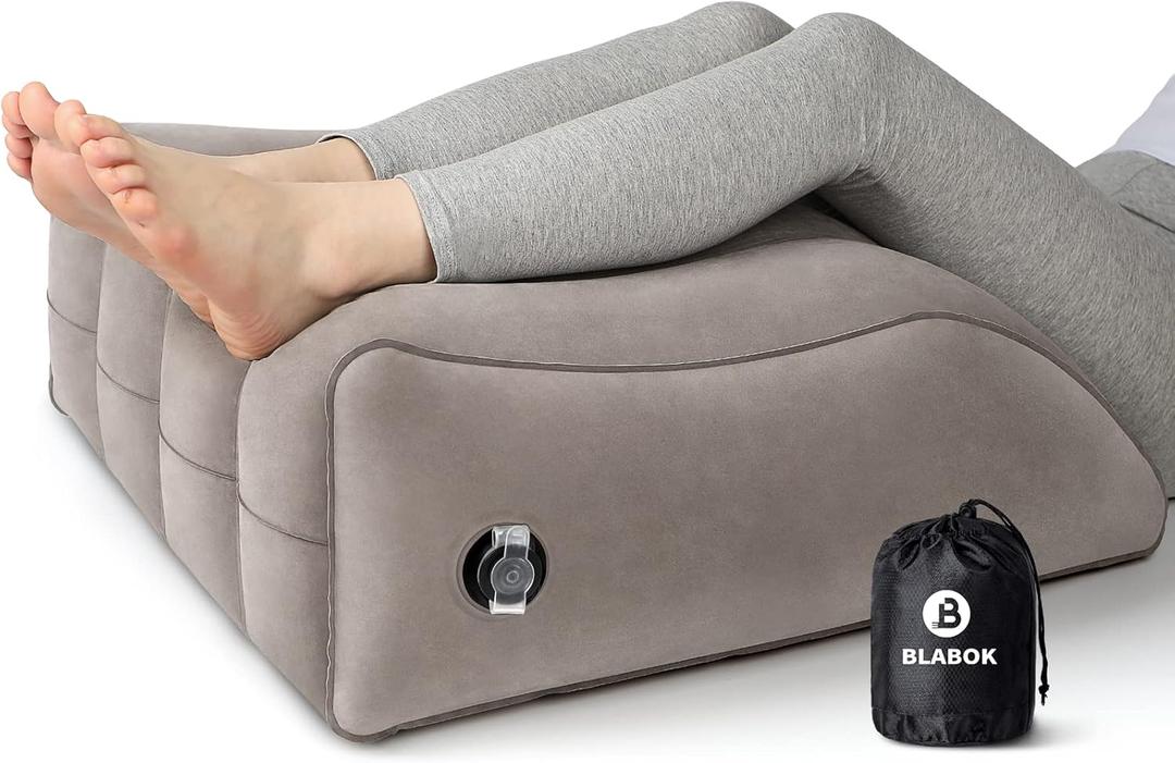 Wedge Pillow for Sleeping - Inflatable Leg Elevation Pillow for Swelling,Circulation,Leg & Back Pain Relief,Leg Support Polyvinyl Chloride Pillow for After Aurgery,Hip,Foot,Ankle Recovery (Medium, Grey)